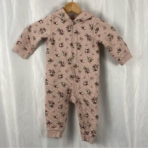 Organic Little Planet Carter’s Floral Pink Baby Girl Hooded One Piece Size 12 M